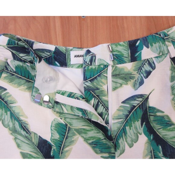 AMANDA UPRICHARD Wallace Beverly Linen Blend Shorts XS Banana Leaf Palm Leaves - Picture 3 of 13